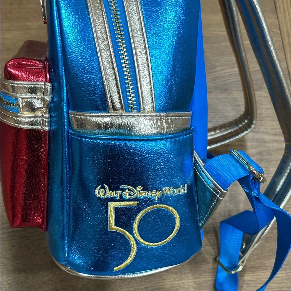Loungefly Blue and Red Kids‎ Backpack with Gold and Silver Accents